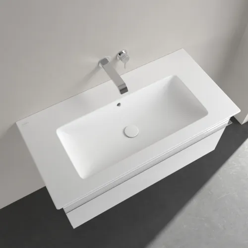 Bild von VILLEROY BOCH Venticello Schrankwaschtisch, 1000 x 500 x 170 mm, Stone White CeramicPlus, mit Überlauf #4104AJRW