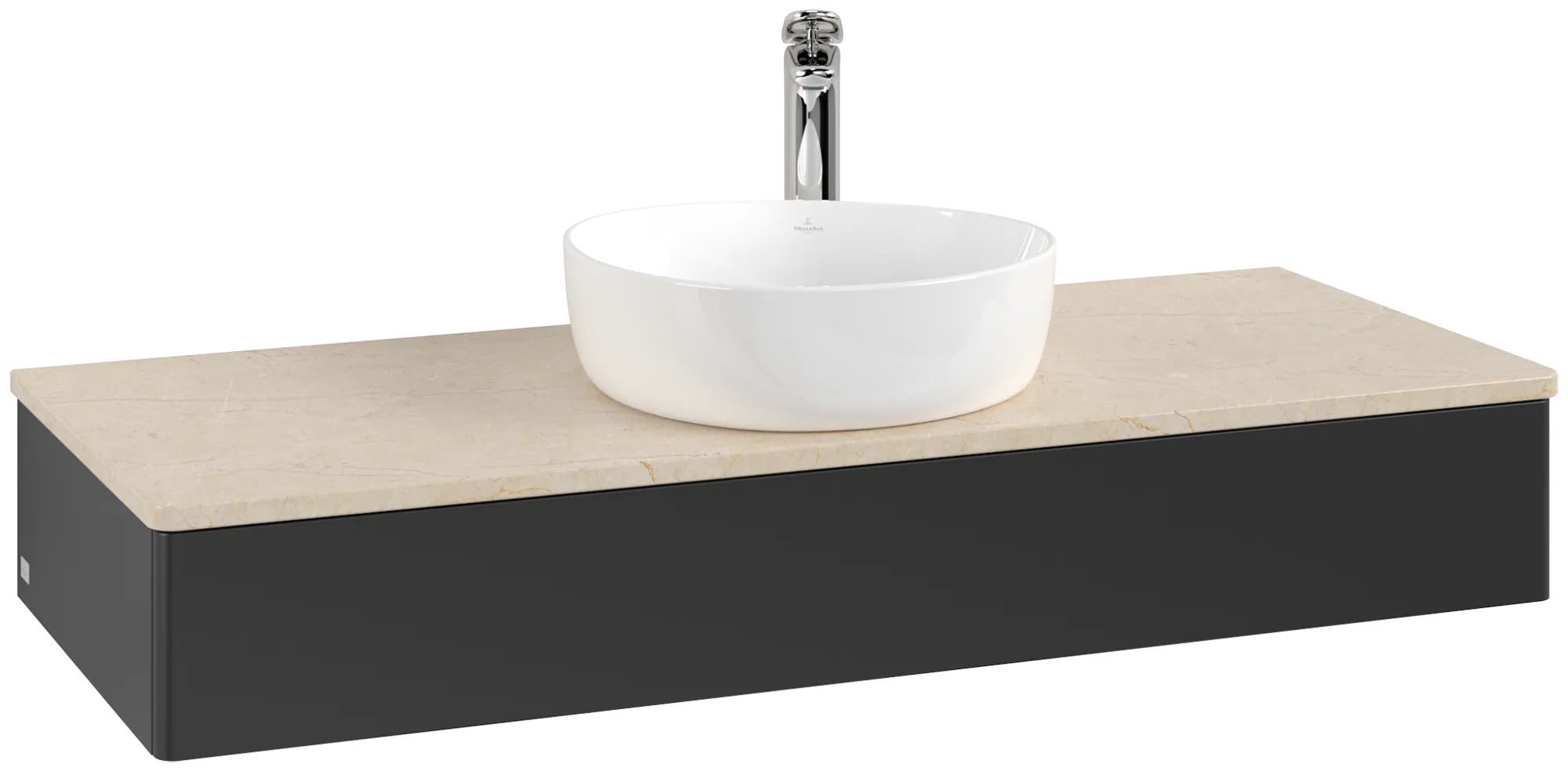 Bild von VILLEROY BOCH Antao Waschbeckenunterschrank, 1 Auszug, 1200 x 190 x 500 mm, Front ohne Struktur, Black Matt Lacquer / Botticino #K10053PD