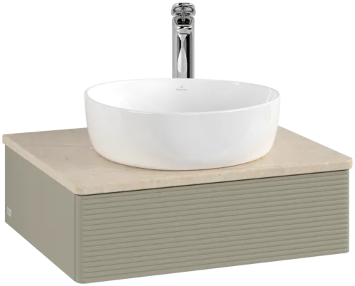 Bild von VILLEROY BOCH Antao Waschbeckenunterschrank, 1 Auszug, 600 x 190 x 500 mm, Front mit Struktur, Stone Grey Matt Lacquer / Botticino #K07153HK