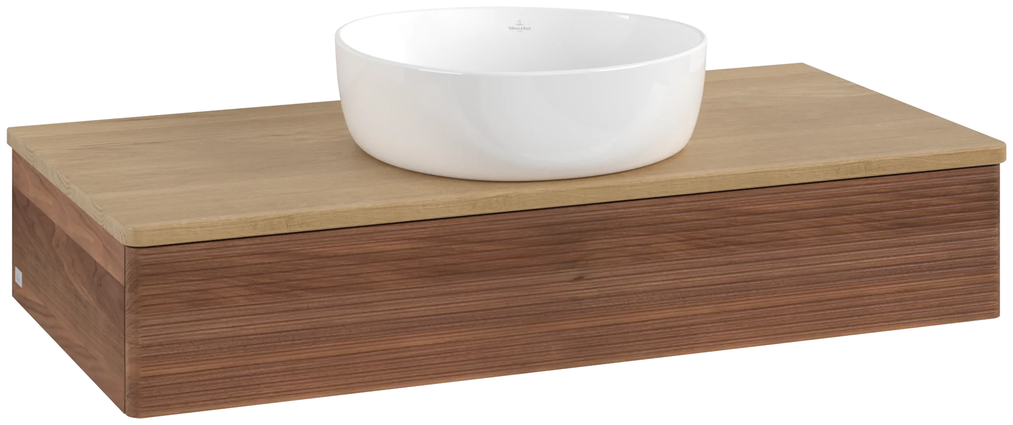 Obrázek VILLEROY BOCH Antao Vanity unit, with lighting, 1 pull-out compartment, 1000 x 190 x 500 mm, Front with grain texture, Warm Walnut / Honey Oak #L09111HM