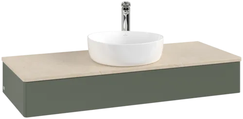 Bild von VILLEROY BOCH Antao Waschbeckenunterschrank, 1 Auszug, 1200 x 190 x 500 mm, Front ohne Struktur, Leaf Green Matt Lacquer / Botticino #K10053HL
