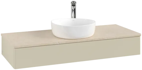 Bild von VILLEROY BOCH Antao Waschbeckenunterschrank, 1 Auszug, 1200 x 190 x 500 mm, Front ohne Struktur, Silk Grey Matt Lacquer / Botticino #K10053HJ