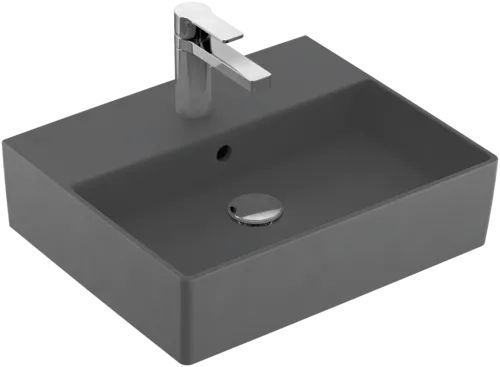 Bild von VILLEROY BOCH Memento 2.0 Waschbecken, 500 x 420 x 140 mm, Graphite CeramicPlus, mit Überlauf, Unterseite geschliffen #4A225GI4