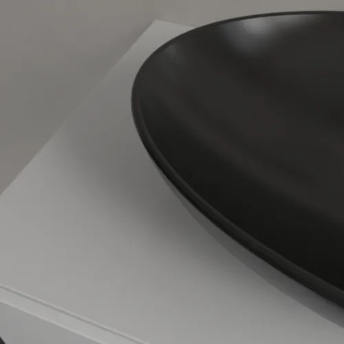 Bild von VILLEROY BOCH Loop & Friends Aufsatzwaschbecken, 560 x 380 x 120 mm, Pure Black CeramicPlus, mit Überlauf #4A4700R7