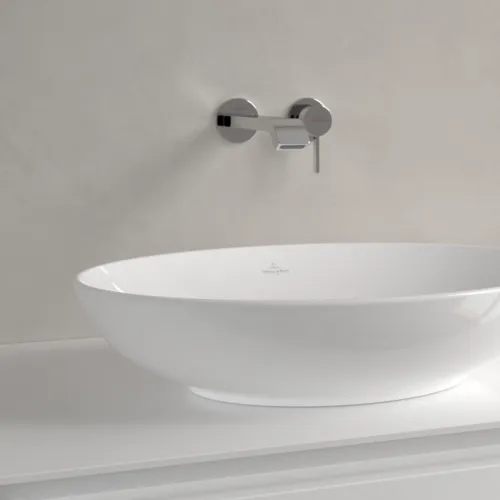 Bild von VILLEROY BOCH Loop & Friends Aufsatzwaschbecken, 560 x 380 x 120 mm, Weiß Alpin CeramicPlus, mit Überlauf #4A4700R1