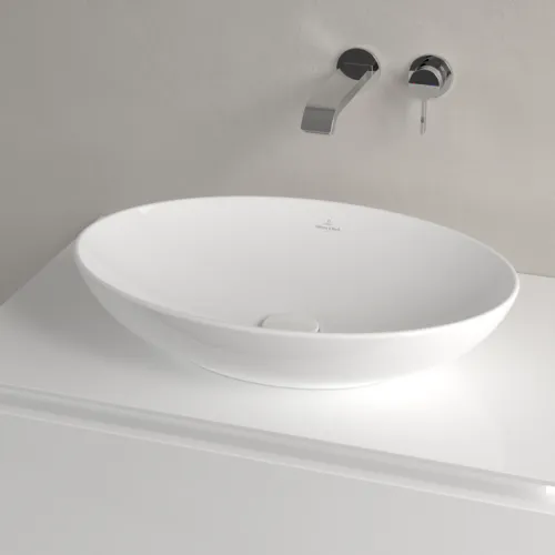 Bild von VILLEROY BOCH Loop & Friends Aufsatzwaschbecken, 560 x 380 x 120 mm, Weiß Alpin CeramicPlus, mit Überlauf #4A4700R1