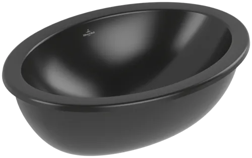 Bild von VILLEROY BOCH Loop & Friends Unterbauwaschbecken, 560 x 380 x 220 mm, Pure Black CeramicPlus, mit Überlauf, Außenseite glasiert #4A5500R7