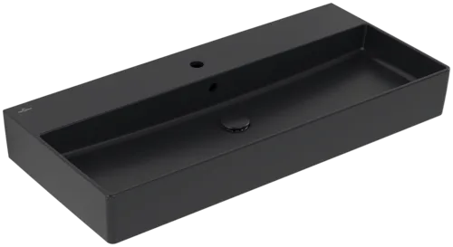 Bild von VILLEROY BOCH Memento 2.0 Waschbecken, 1000 x 470 x 135 mm, Pure Black CeramicPlus, mit Überlauf, Unterseite geschliffen #4A221GR7