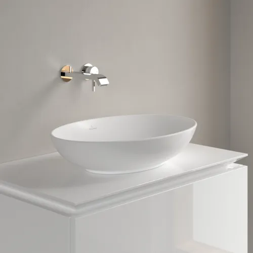 Bild von VILLEROY BOCH Loop & Friends Aufsatzwaschbecken, 560 x 380 x 120 mm, Stone White CeramicPlus, mit Überlauf #4A4700RW