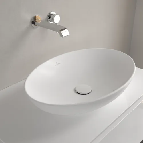 Bild von VILLEROY BOCH Loop & Friends Aufsatzwaschbecken, 560 x 380 x 120 mm, Stone White CeramicPlus, mit Überlauf #4A4700RW