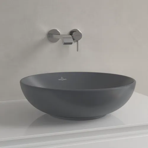 Bild von VILLEROY BOCH Loop & Friends Aufsatzwaschbecken, 420 x 420 x 120 mm, Graphite CeramicPlus, mit Überlauf #4A4600I4