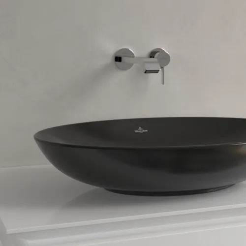 Bild von VILLEROY BOCH Loop & Friends Aufsatzwaschbecken, 620 x 420 x 120 mm, Ebony CeramicPlus, mit Überlauf #4A4800S5