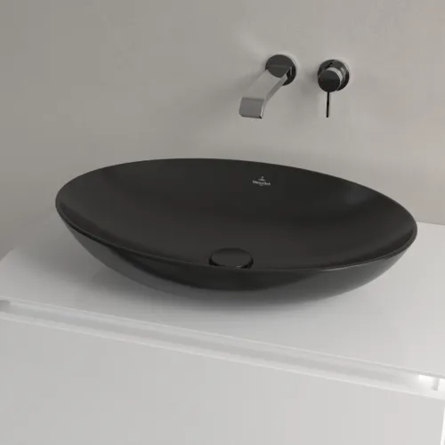 Bild von VILLEROY BOCH Loop & Friends Aufsatzwaschbecken, 620 x 420 x 120 mm, Ebony CeramicPlus, mit Überlauf #4A4800S5