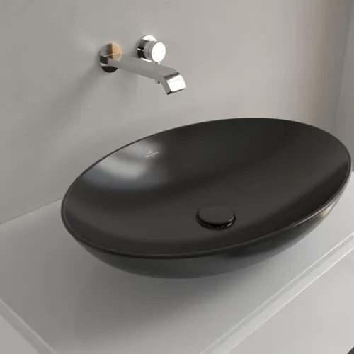 Bild von VILLEROY BOCH Loop & Friends Aufsatzwaschbecken, 620 x 420 x 120 mm, Ebony CeramicPlus, mit Überlauf #4A4800S5