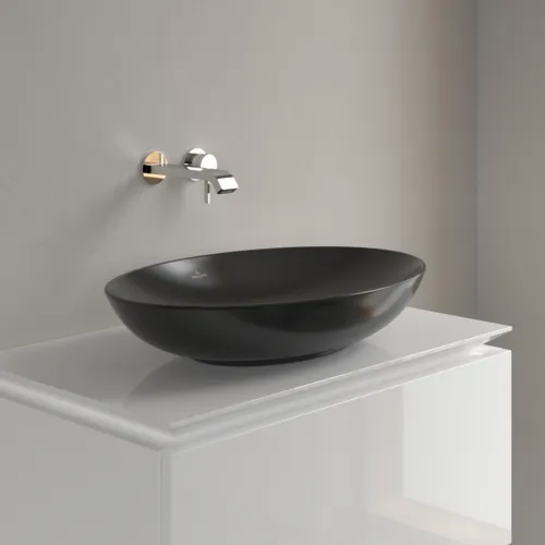 Bild von VILLEROY BOCH Loop & Friends Aufsatzwaschbecken, 620 x 420 x 120 mm, Ebony CeramicPlus, mit Überlauf #4A4800S5