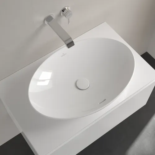 Bild von VILLEROY BOCH Loop & Friends Aufsatzwaschbecken, 620 x 420 x 120 mm, Weiß Alpin CeramicPlus, mit Überlauf #4A4800R1