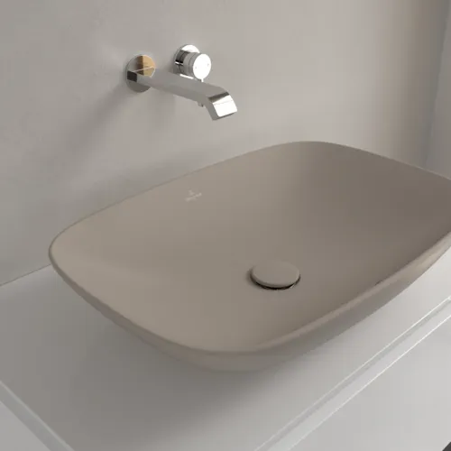 Bild von VILLEROY BOCH Loop & Friends Aufsatzwaschbecken, 620 x 420 x 120 mm, Almond CeramicPlus, mit Überlauf #4A5000AM