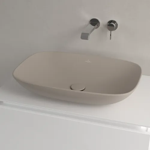 Bild von VILLEROY BOCH Loop & Friends Aufsatzwaschbecken, 620 x 420 x 120 mm, Almond CeramicPlus, mit Überlauf #4A5000AM