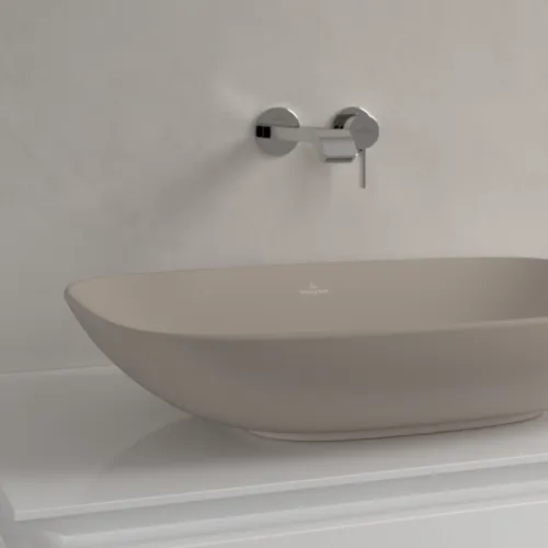 Bild von VILLEROY BOCH Loop & Friends Aufsatzwaschbecken, 620 x 420 x 120 mm, Almond CeramicPlus, mit Überlauf #4A5000AM