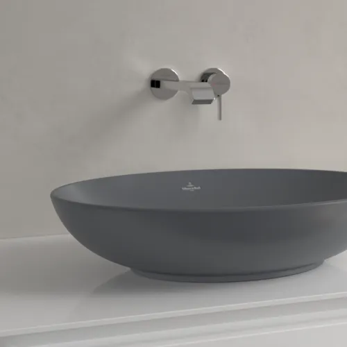 Bild von VILLEROY BOCH Loop & Friends Aufsatzwaschbecken, 560 x 380 x 120 mm, Graphite CeramicPlus, mit Überlauf #4A4700I4