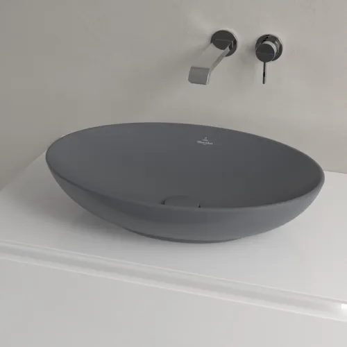 Bild von VILLEROY BOCH Loop & Friends Aufsatzwaschbecken, 560 x 380 x 120 mm, Graphite CeramicPlus, mit Überlauf #4A4700I4