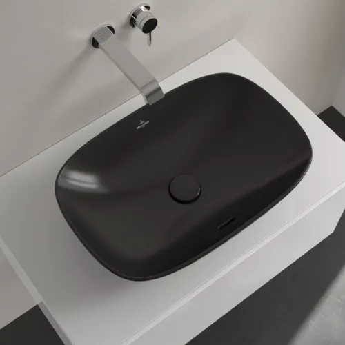 Bild von VILLEROY BOCH Loop & Friends Aufsatzwaschbecken, 560 x 380 x 120 mm, Ebony CeramicPlus, mit Überlauf #4A4900S5
