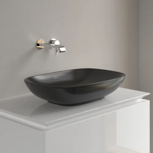 Bild von VILLEROY BOCH Loop & Friends Aufsatzwaschbecken, 560 x 380 x 120 mm, Ebony CeramicPlus, mit Überlauf #4A4900S5