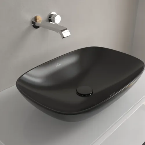 Bild von VILLEROY BOCH Loop & Friends Aufsatzwaschbecken, 560 x 380 x 120 mm, Ebony CeramicPlus, mit Überlauf #4A4900S5