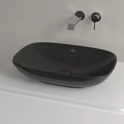 Bild von VILLEROY BOCH Loop & Friends Aufsatzwaschbecken, 560 x 380 x 120 mm, Ebony CeramicPlus, mit Überlauf #4A4900S5