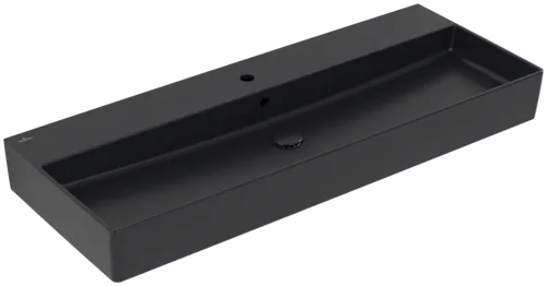 Bild von VILLEROY BOCH Memento 2.0 Waschbecken, 1200 x 470 x 150 mm, Pure Black CeramicPlus, mit Überlauf, Unterseite geschliffen #4A22CLR7