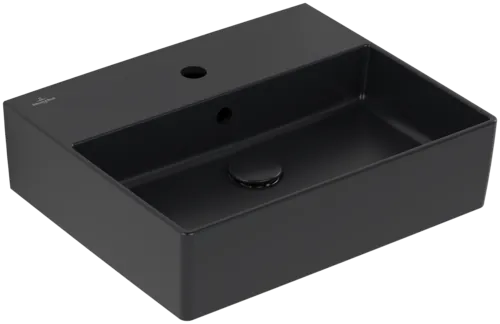 Bild von VILLEROY BOCH Memento 2.0 Waschbecken, 500 x 420 x 140 mm, Pure Black CeramicPlus, mit Überlauf, Unterseite geschliffen #4A225GR7