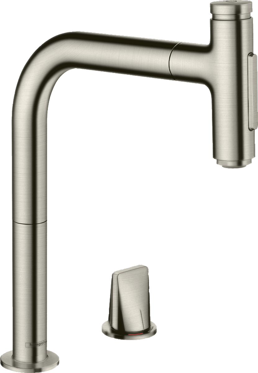 Bild von HANSGROHE Metris Select M71 2-Loch Einhebel-Küchenmischer 200, Ausziehbrause, 2jet #73819800 - Edelstahl Finish