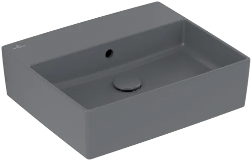 Bild von VILLEROY BOCH Memento 2.0 Aufsatzwaschbecken, 498 x 420 x 139 mm, Graphite CeramicPlus, mit Überlauf #4A0752I4