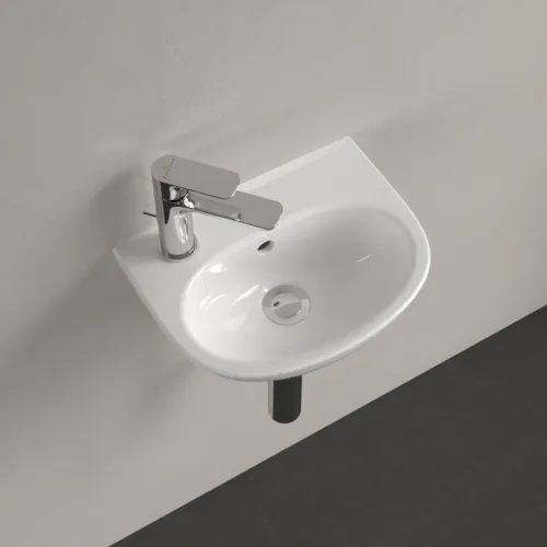 Bild von VILLEROY BOCH O.novo Handwaschbecken, 360 x 275 x 145 mm, Weiß Alpin CeramicPlus, mit Überlauf #43403LR1
