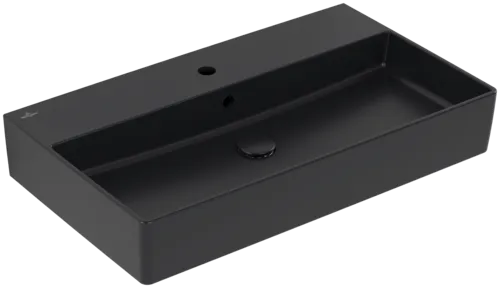 Bild von VILLEROY BOCH Memento 2.0 Waschbecken, 800 x 470 x 140 mm, Pure Black CeramicPlus, mit Überlauf, Unterseite geschliffen #4A228GR7