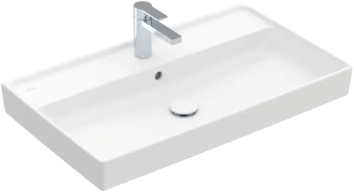 Bild von VILLEROY BOCH Collaro Schrankwaschtisch, 800 x 465 x 160 mm, Stone White CeramicPlus, mit Überlauf, Unterseite geschliffen #4A338GRW