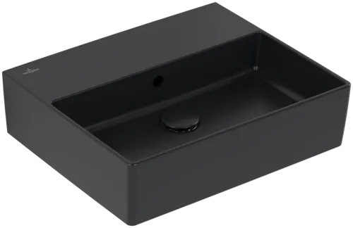 Bild von VILLEROY BOCH Memento 2.0 Waschbecken, 500 x 420 x 140 mm, Pure Black CeramicPlus, mit Überlauf, Unterseite geschliffen #4A225JR7