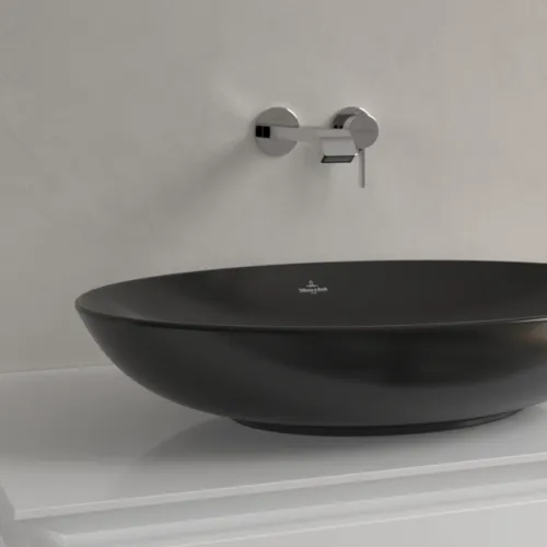 Bild von VILLEROY BOCH Loop & Friends Aufsatzwaschbecken, 620 x 420 x 120 mm, Pure Black CeramicPlus, ohne Überlauf #4A4801R7
