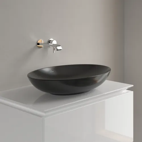 Bild von VILLEROY BOCH Loop & Friends Aufsatzwaschbecken, 620 x 420 x 120 mm, Pure Black CeramicPlus, ohne Überlauf #4A4801R7