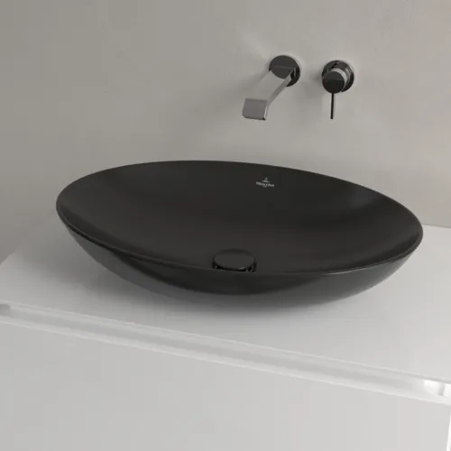 Bild von VILLEROY BOCH Loop & Friends Aufsatzwaschbecken, 620 x 420 x 120 mm, Pure Black CeramicPlus, ohne Überlauf #4A4801R7