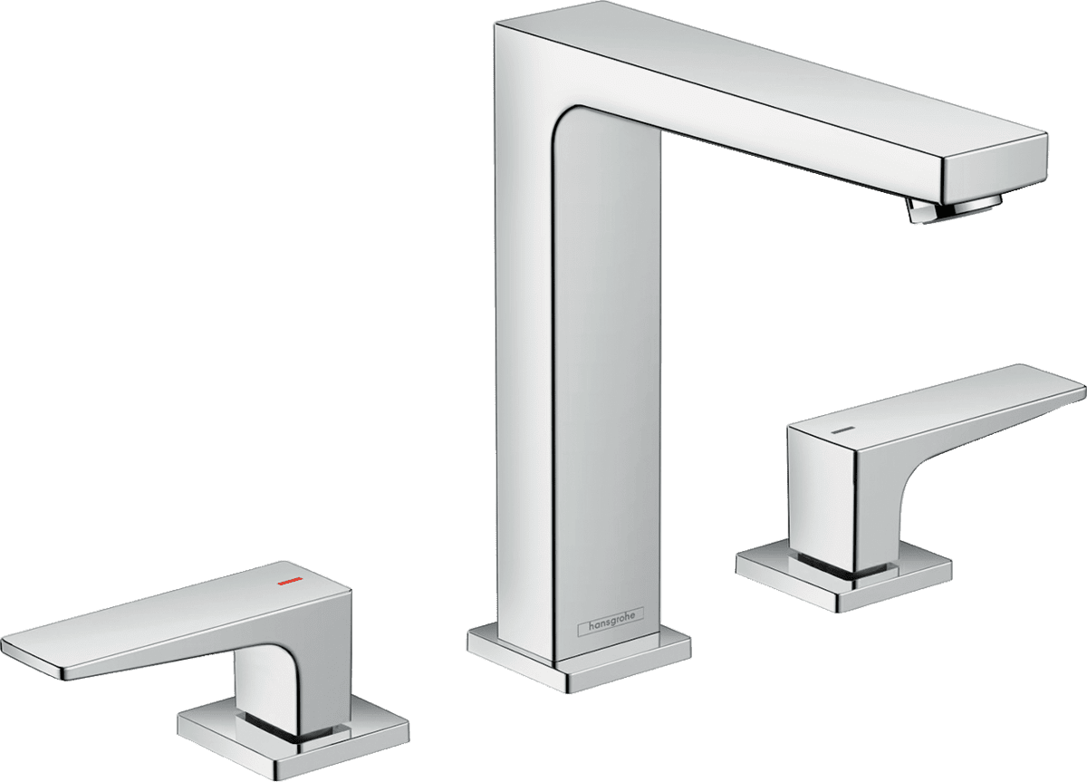 Bild von HANSGROHE Metropol 3-Loch Waschtischarmatur 160 mit Hebelgriffen und Push-Open Ablaufgarnitur Chrom 32515000