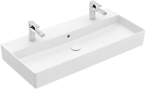 Bild von VILLEROY BOCH Memento 2.0 Waschbecken, 1000 x 470 x 135 mm, Stone White CeramicPlus, mit Überlauf, Unterseite geschliffen #4A221LRW