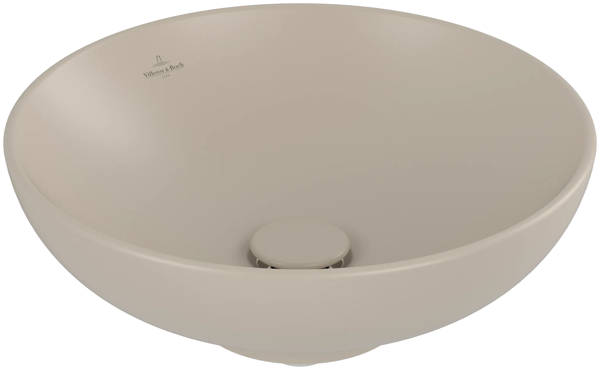 Bild von VILLEROY BOCH Loop & Friends Aufsatzwaschbecken, 420 x 420 x 120 mm, Almond CeramicPlus, ohne Überlauf #4A4601AM