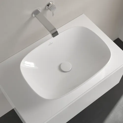 Bild von VILLEROY BOCH Loop & Friends Aufsatzwaschbecken, 560 x 380 x 120 mm, Weiß Alpin CeramicPlus, ohne Überlauf #4A4901R1