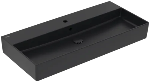 Bild von VILLEROY BOCH Memento 2.0 Waschbecken, 1000 x 470 x 135 mm, Pure Black CeramicPlus, mit Überlauf #4A22A5R7