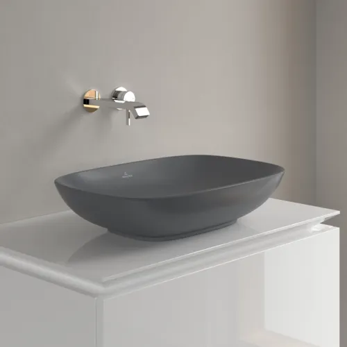 Bild von VILLEROY BOCH Loop & Friends Aufsatzwaschbecken, 560 x 380 x 120 mm, Graphite CeramicPlus, mit Überlauf #4A4900I4