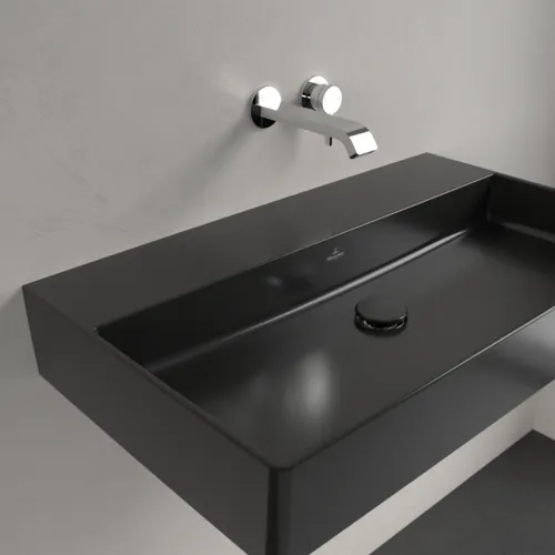 Bild von VILLEROY BOCH Memento 2.0 Waschbecken, 800 x 470 x 140 mm, Pure Black CeramicPlus, ohne Überlauf, Unterseite geschliffen #4A228FR7