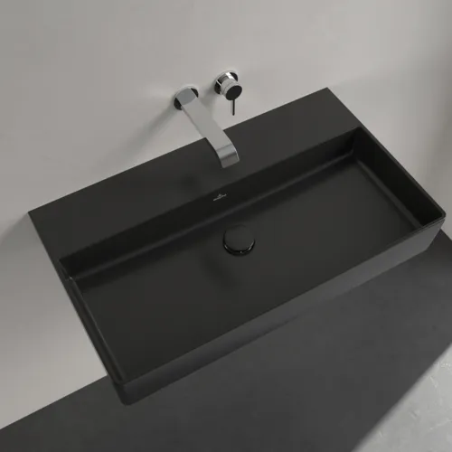 Bild von VILLEROY BOCH Memento 2.0 Waschbecken, 800 x 470 x 140 mm, Pure Black CeramicPlus, ohne Überlauf, Unterseite geschliffen #4A228FR7