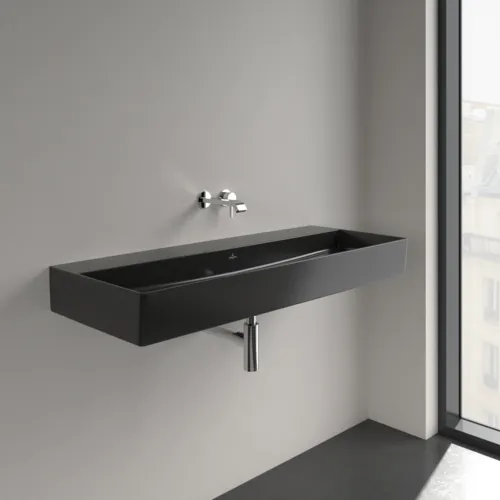 Bild von VILLEROY BOCH Memento 2.0 Waschbecken, 1200 x 470 x 150 mm, Pure Black CeramicPlus, ohne Überlauf, Unterseite geschliffen #4A22CFR7
