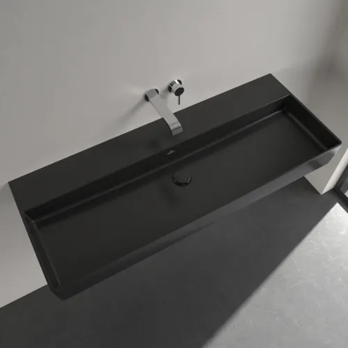 Bild von VILLEROY BOCH Memento 2.0 Waschbecken, 1200 x 470 x 150 mm, Pure Black CeramicPlus, ohne Überlauf, Unterseite geschliffen #4A22CFR7